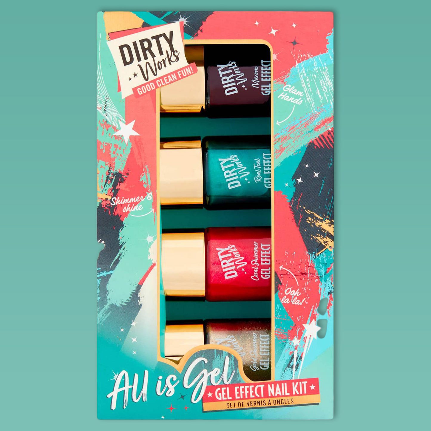 Dirty Works "All Is Gel Gift Set 4" gelio efekto nagų lakų rinkinys, 4 x 9ml