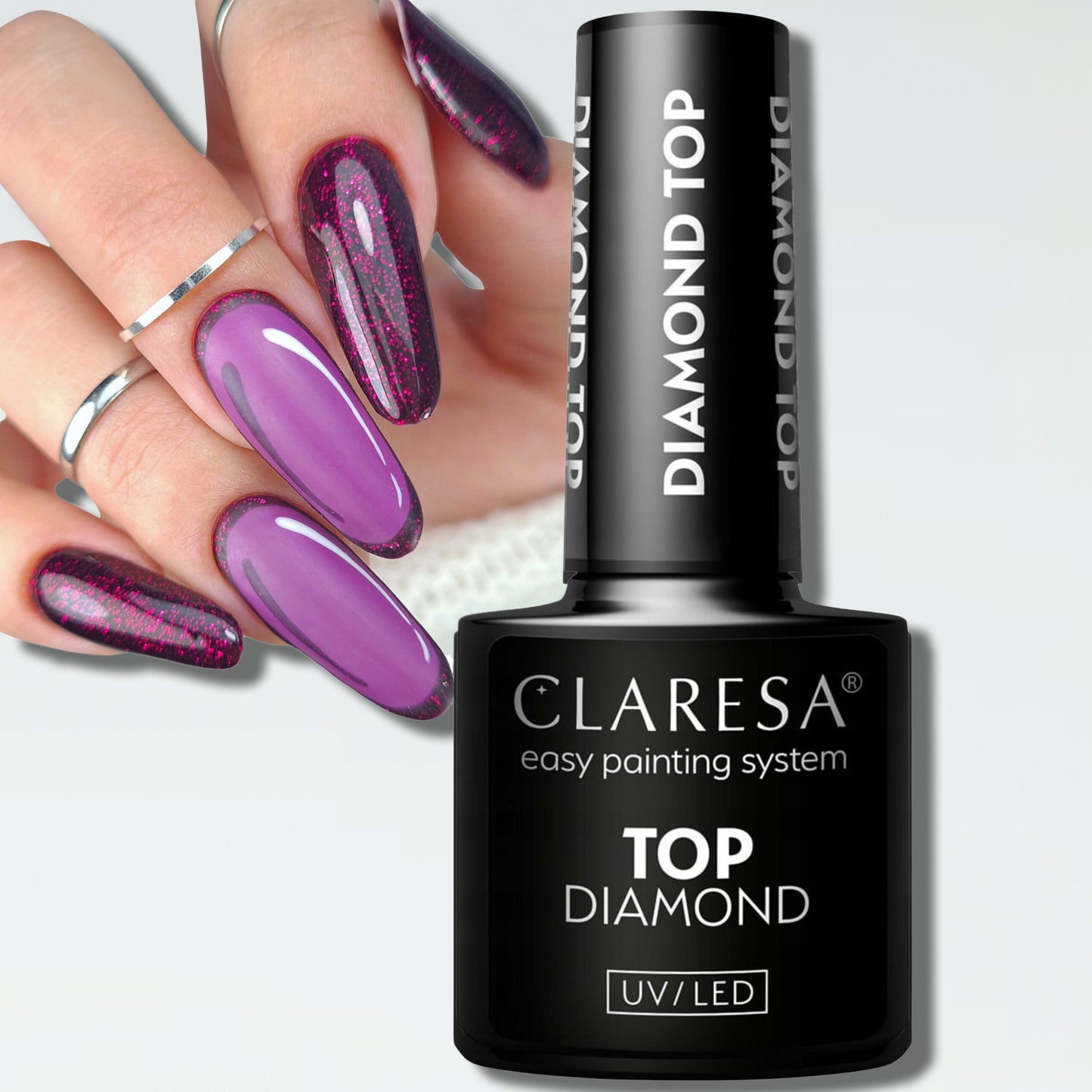 Claresa "Diamond Top" gelinio lako viršutinis sluoksnis, 5ml