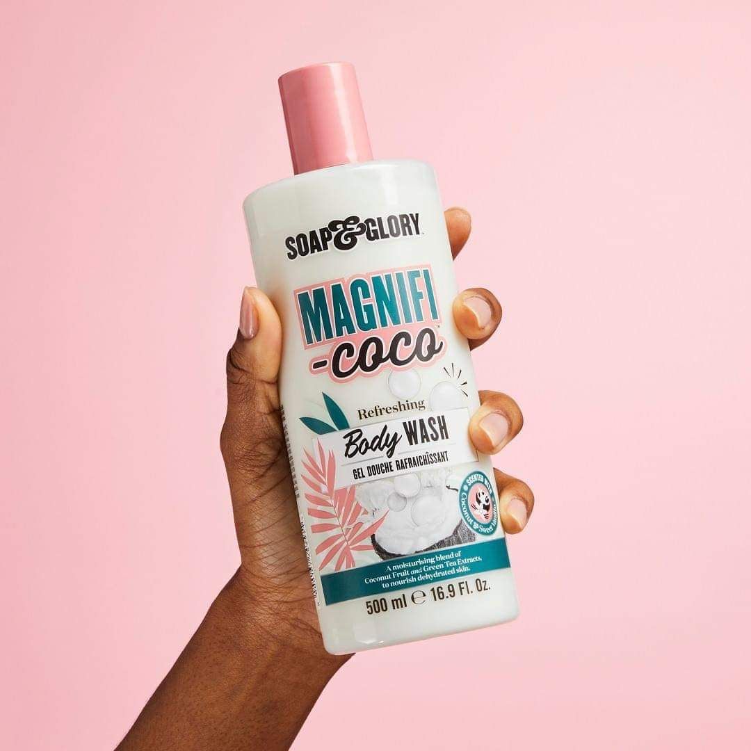 Soap & Glory "Magnificoco Clean-A-Colada" kūno prausiklis su žaliosios arbatos ekstraktu, 500ml