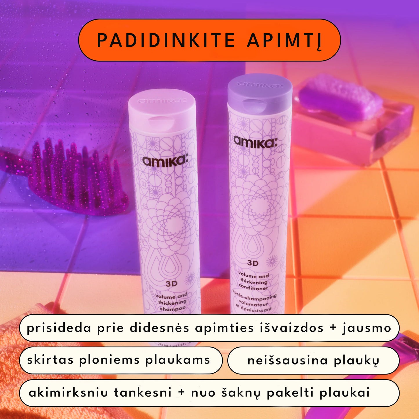 Amika "3D Volume" apimties suteikiantis kondicionierius, 275 ml